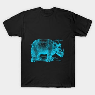 Durer's Rhinoceros in Turquoise T-Shirt